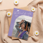 She Believed Lilac Graduate Curved Photo Announcement<br><div class="desc">Modern and whimsical graduation announcement photo card featuring a curved photo on the front and 1 on the back. The text says "She believed she could,  so she did" with hand drawn stars and a graduation cap. Add the graduate's name,  information,  and message to personalize this card. Lilac background.</div>