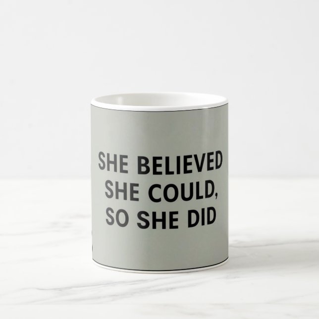 She believed minimalist coffee mug  wildflowers (Center)