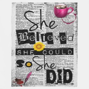 She Believed She Could (Dictionary) - PLUSH Large Fleece Blanket