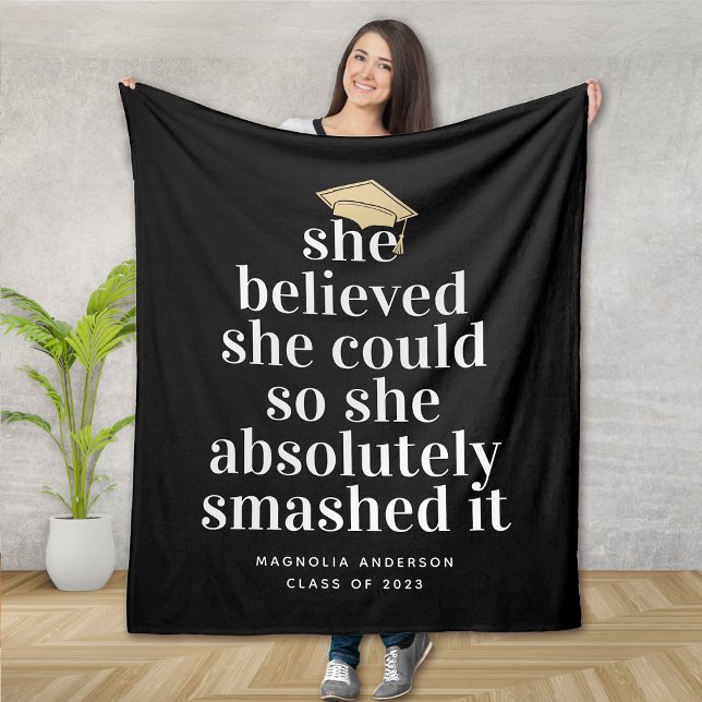 She Believed She Could Graduation Fleece Blanket (Creator Uploaded)