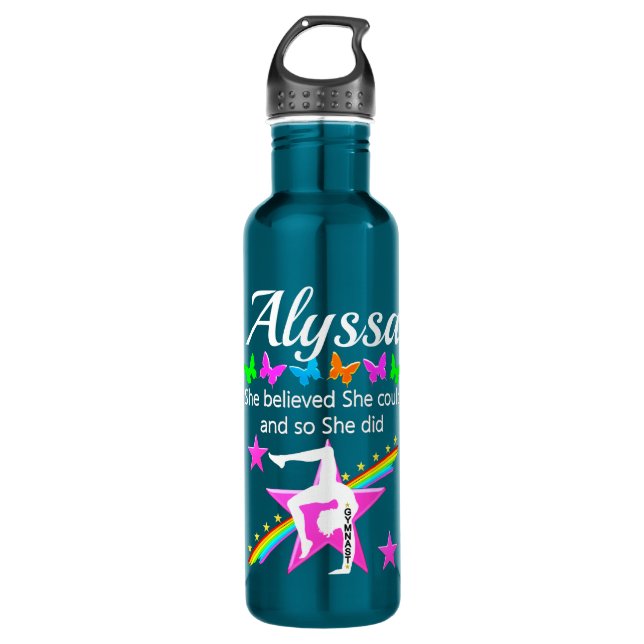 SHE BELIEVED SHE COULD GYMNAST CUSTOM WATER BOTTLE (Front)