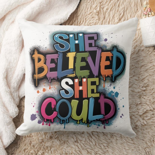 She Believed She Could – Inspirational Cushion (Blanket)