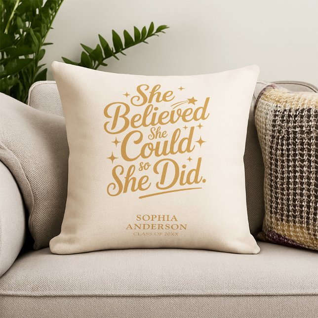 She Believed She Could | Inspirational Graduation Cushion (Creator Uploaded)