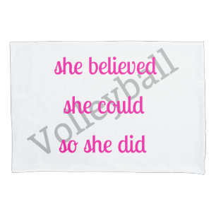 She Believed She Could Monogram Volleyball Pillowcase