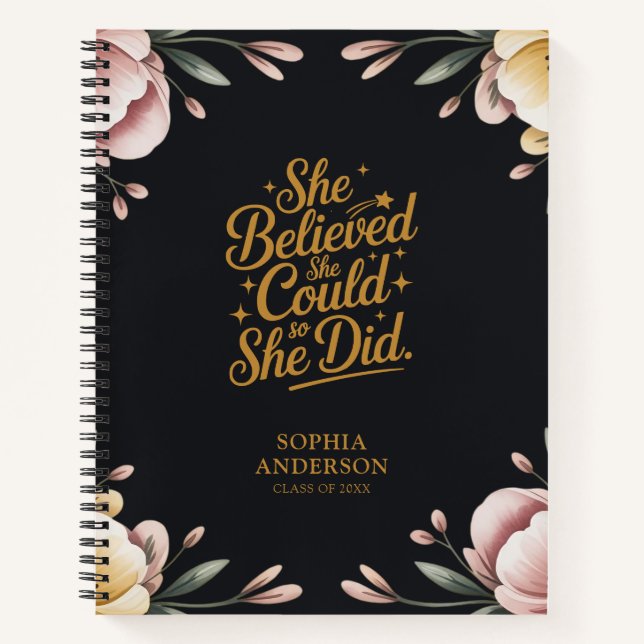 She Believed She Could | Motivational Graduation Notebook (Front)
