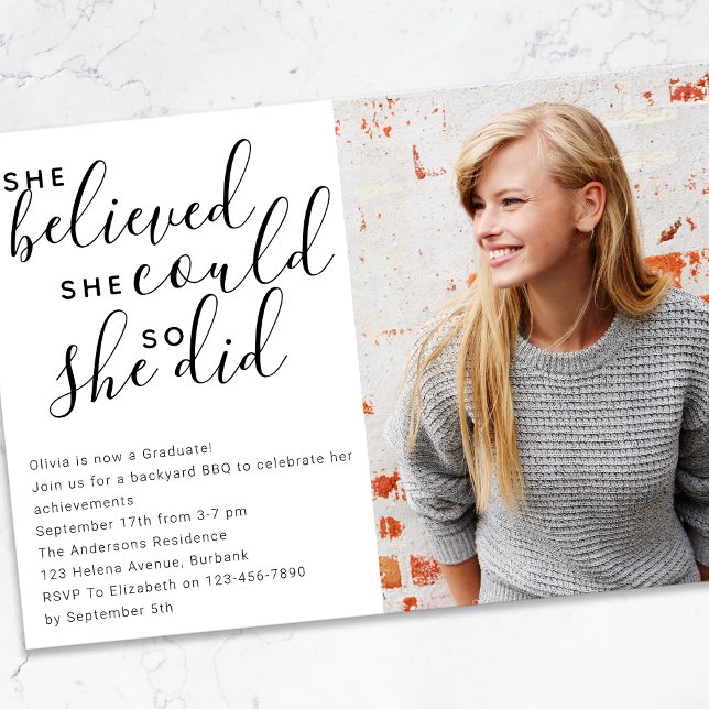 She Believed She Could Photo Graduate Invitation (Creator Uploaded)