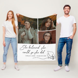 She Believed She Could Photo Graduation Fleece Blanket