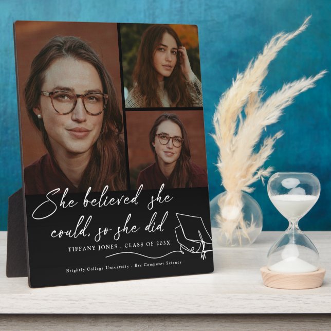 She Believed She Could Photo Graduation Plaque (Side)