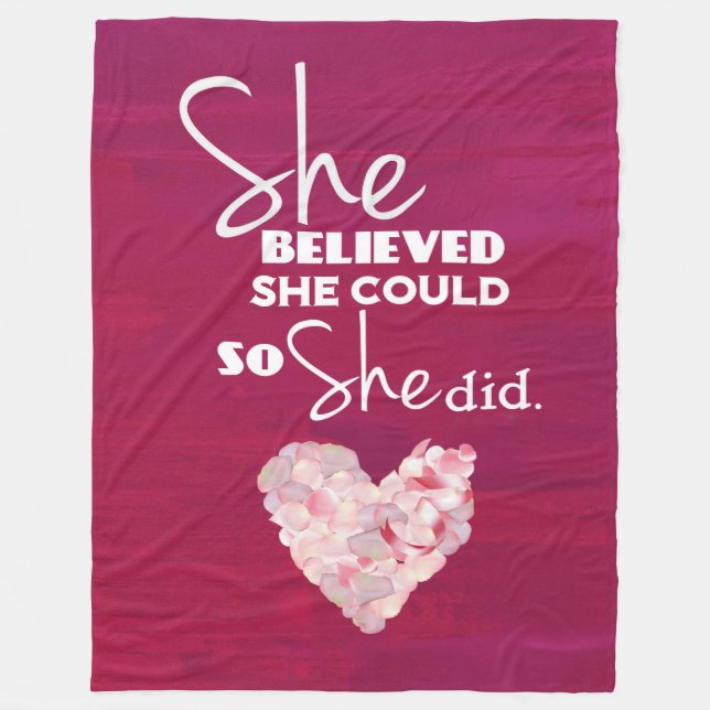 She Believed She Could (Pink Heart) - BLANKET LGE (Front)