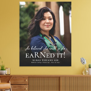 She Believed She Could RN Nurse Photo Graduation  Canvas Print
