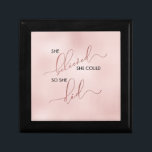 She Believed She Could Rose Gold Typography Blush Gift Box<br><div class="desc">Our typography quote gift box features the quote "She Believe She Could So She Did." Believed and did are in a beautiful calligraphy script lettering richly adorned with faux rose gold foil, which contrasts beautifully with the rest of the quote in a deep, rich black modern sans serif lettering. The...</div>