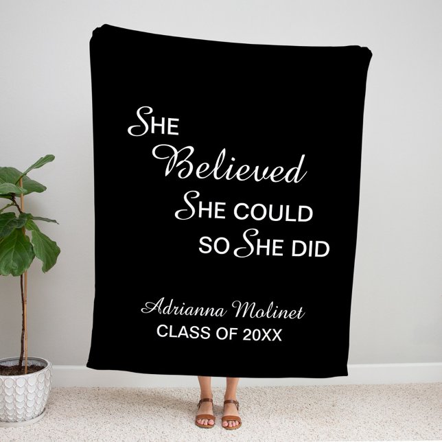 She believed she could so she did black graduation fleece blanket (Creator Uploaded)