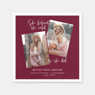 She believed she could so she did burgundy napkin