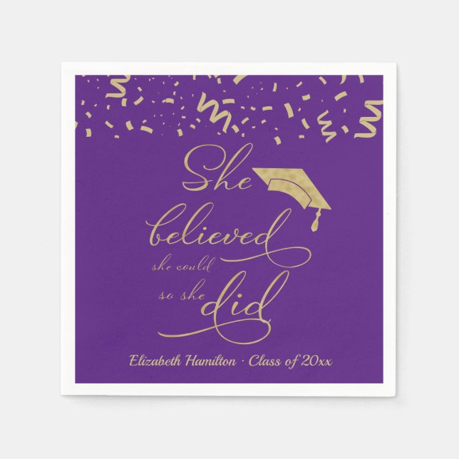 She Believed She Could So She Did Grad Party  Napk Napkin (Front)