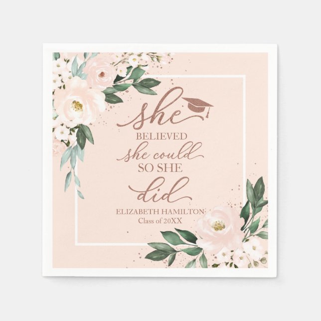 She Believed She Could So She Did Grad Party Napkin (Front)