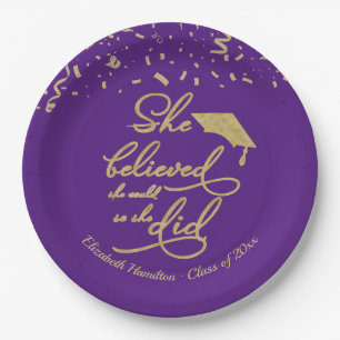 She Believed She Could So She Did Grad Party Paper Plate