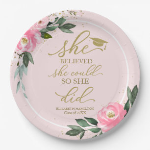She Believed She Could So She Did Grad Party Paper Plate