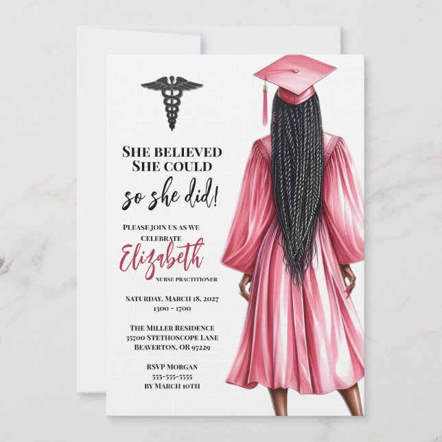 She Believed She Could So She Did Graduation Invitation (Front)