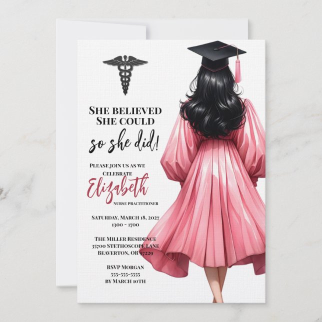 She Believed She Could So She Did Graduation Invitation (Front)