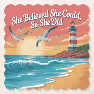 She Believed She Could, So She Did Paper Coaster