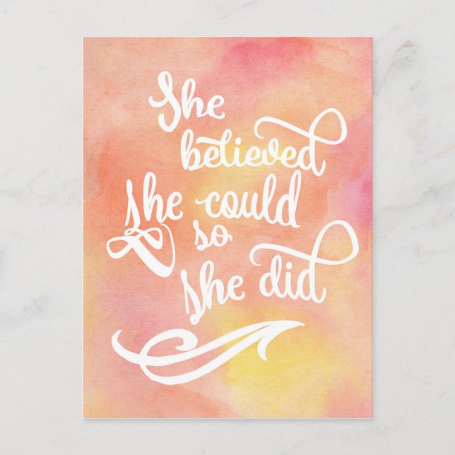 She Believed She Could So She Did Postcard (Front)