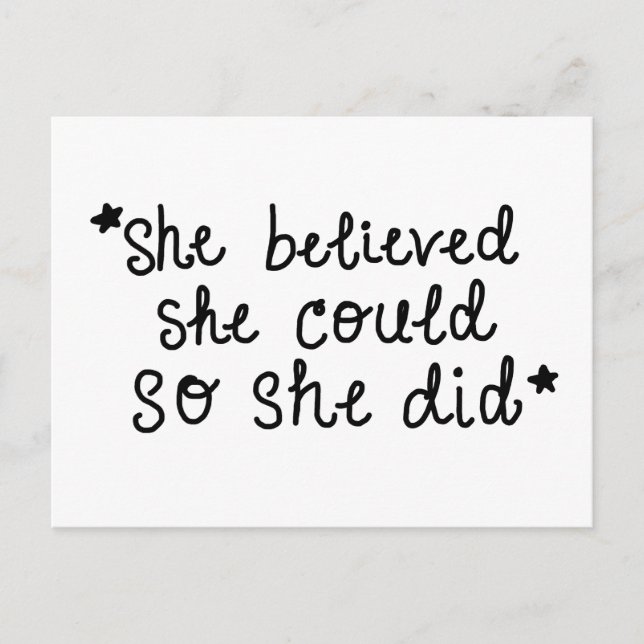 She Believed She Could So She Did Postcard (Front)
