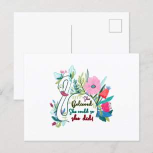 She Believed She Could So She Did Swan with Flower Postcard