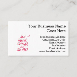 She Believed She Could So She Did Womens Feminist Business Card