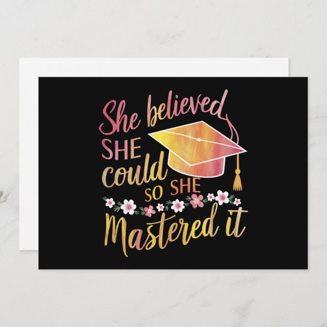 She Believed She Could So She Mastered It Grad Holiday Card (Front/Back)