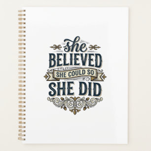 She Believed She Did Vintage Motivation Shirt_1 Planner