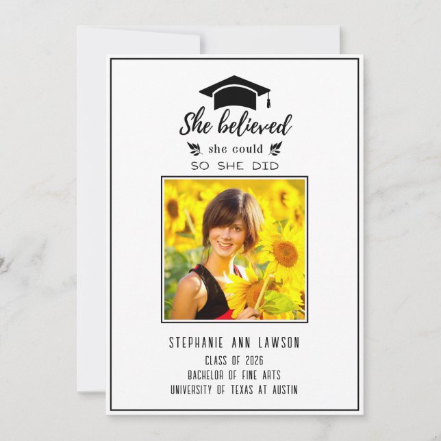 She Believed, So She Did Graduation Announcement (Front)