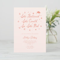 She Believed Typography Peach Graduation Party