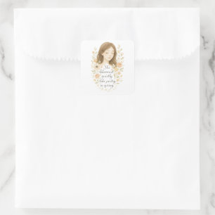 She Bloomed Like Poetry – Romantic Pastel Art Square Sticker