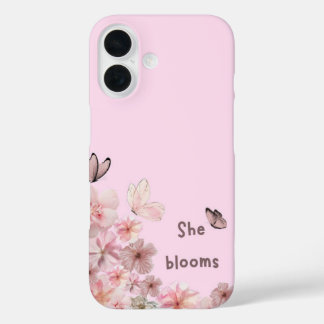"She Blooms" Floral Butterfly Phone Case