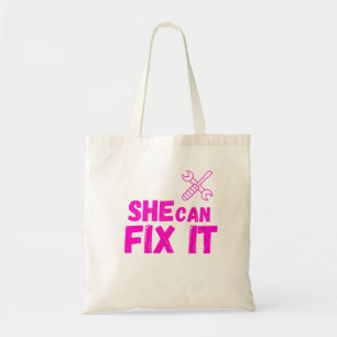 She Can Fix It   Bold DIY Feminist Tote Bag Design