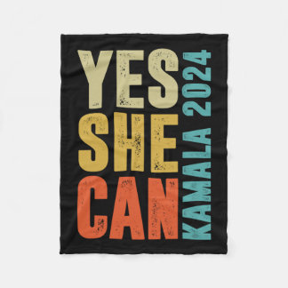 She Can Kamala 2024 Retro Colours  Fleece Blanket