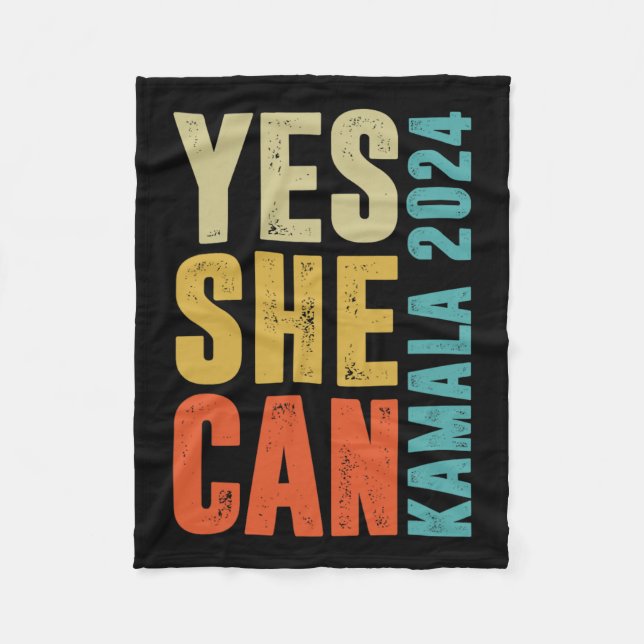 She Can Kamala 2024 Retro Colours  Fleece Blanket (Front)