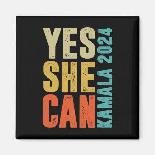 She Can Kamala 2024 Retro Colours  Magnet