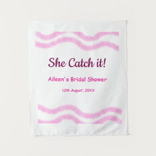 She Catch it pink spiral watercolor lines bridal  Tapestry