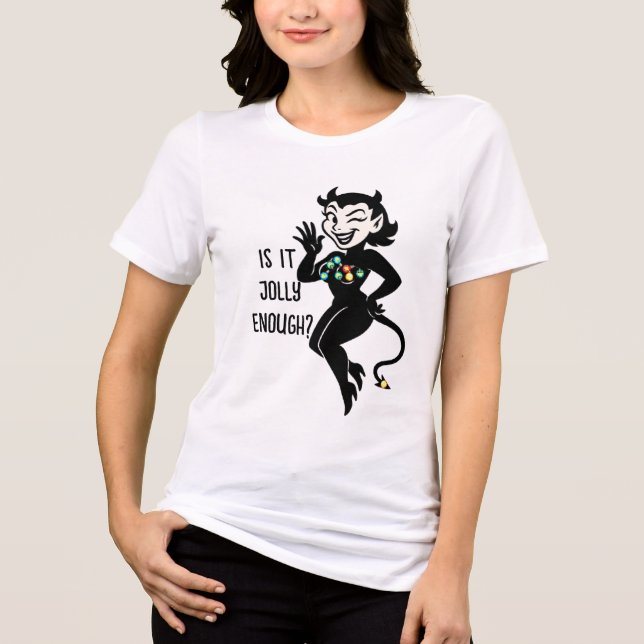 She Devil "Naughty Girlfriend" Christmas Lights Tri-Blend Shirt (Front)