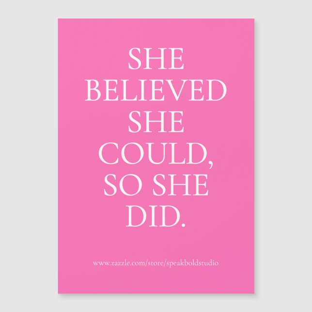 She Did Custom Magnetic Card, Motivational Gift (Front)