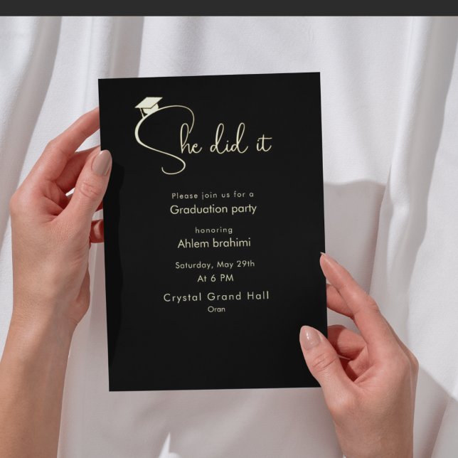 She did it black and gold foil graduation (Creator Uploaded)