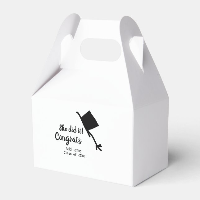 She did it congrats graduation add student name ye favour box (Front Side)