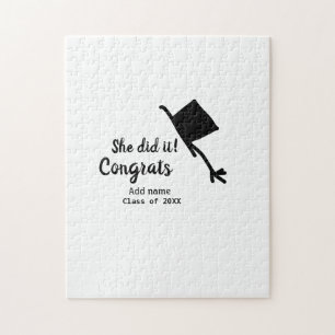 She did it congrats graduation add student name ye jigsaw puzzle