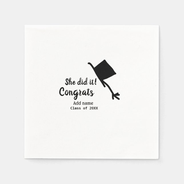 She did it congrats graduation add student name ye napkin (Front)