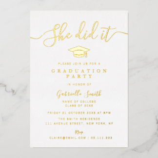 SHE DID IT! Gold Script Graduation Party