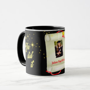 She Did It Graduation Certificate with Photo Mug