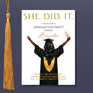 She Did It Graduation Invitation