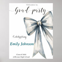She did it Graduation invitation Photo Blue Bow 
