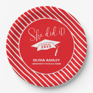 She Did It Graduation Paper Plate